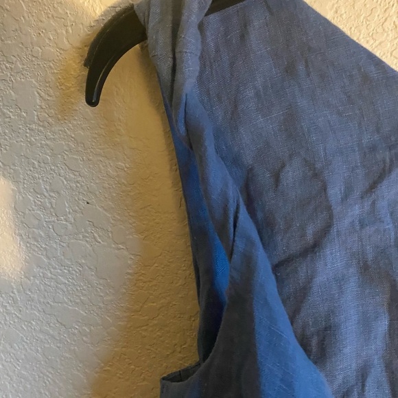 PAVIETRA Linen Twisted Straps Blue Wrap Pockets Resortwear Feminine Dress XS - Picture 7 of 16